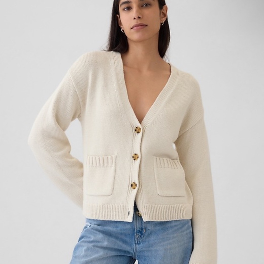 GAP Women's Beige Button-Up Cardigan